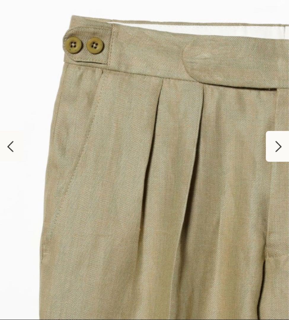 【新品】CORDINGS / リネンヘリンボーン 2プリーツ スラックス