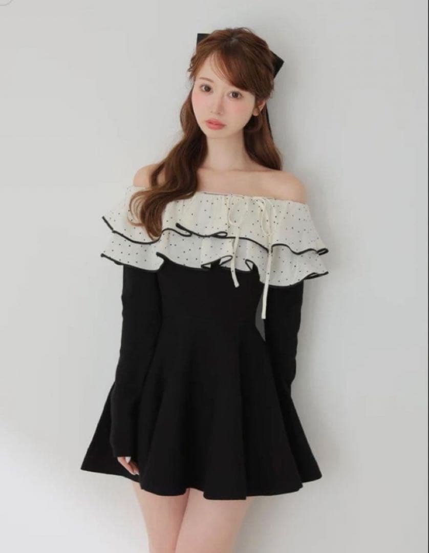 新品エムミーエメ Petite Dot Frill onepiece Black