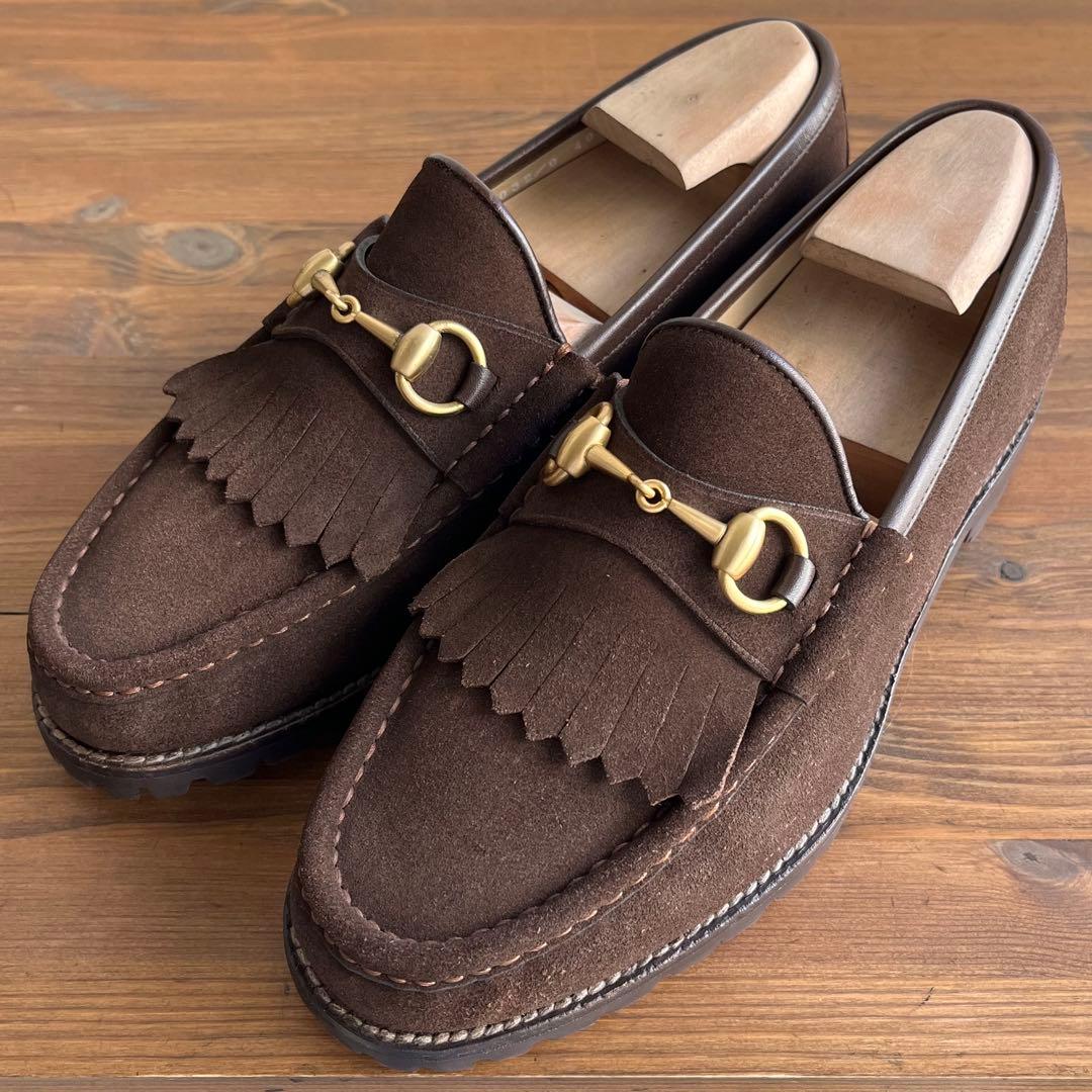 GUCCI ホースビット キルトローファー 焦茶金 40 E 25.0