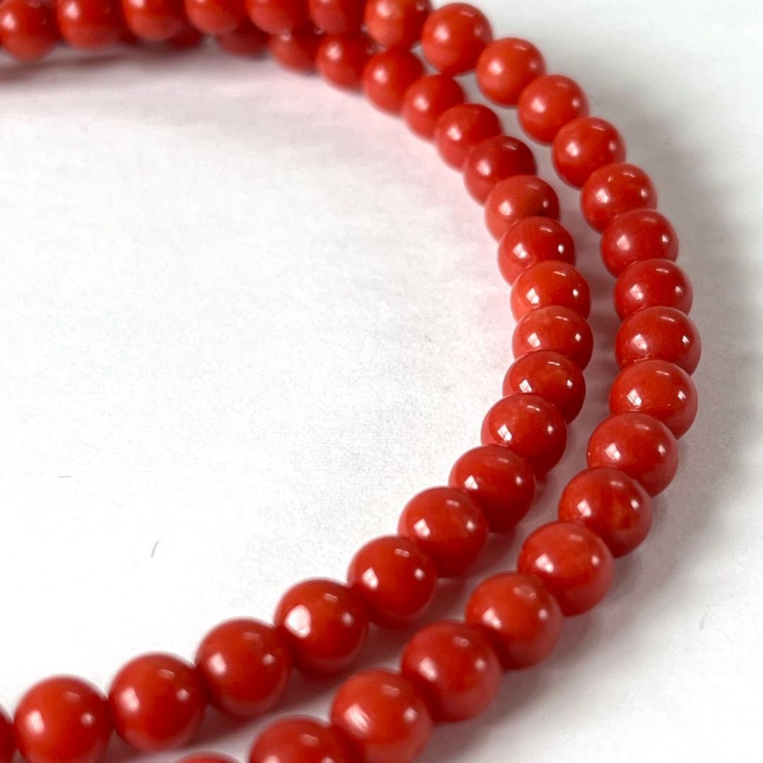美品✨血赤珊瑚 5.0mm 丸玉 ネックレス＆イヤリング サンゴ