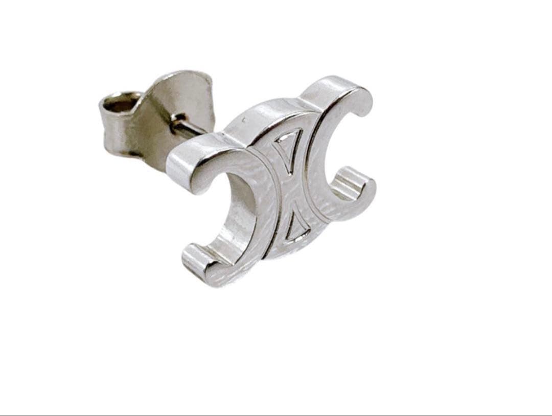 セリーヌ 片耳 トリオンフ スタッズ ピアス ロジウムフィニッシュ ブラス