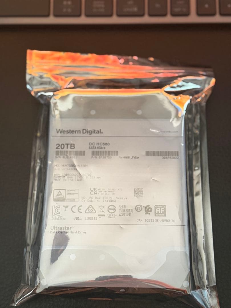 外付けハードディスク・ドライブ Western Digital 20TB DC HC560 HDD