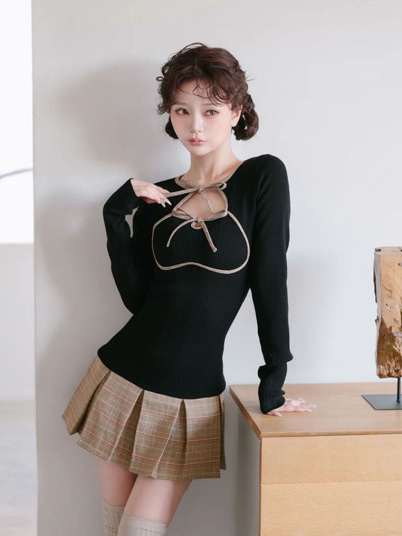 ♡ ダーリッチ Darich ♡ ポイントチェックニットミニワンピース