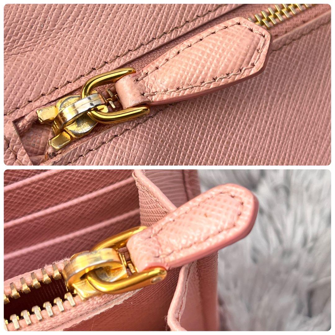 美品✨PRADA サフィアーノ　フィオッコ　リボン　メタルロゴ　長財布　ピンク