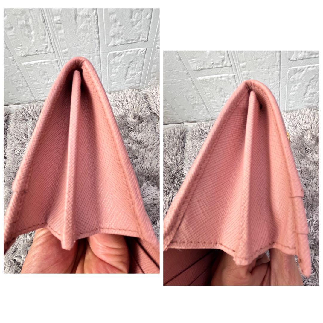 美品✨PRADA サフィアーノ　フィオッコ　リボン　メタルロゴ　長財布　ピンク