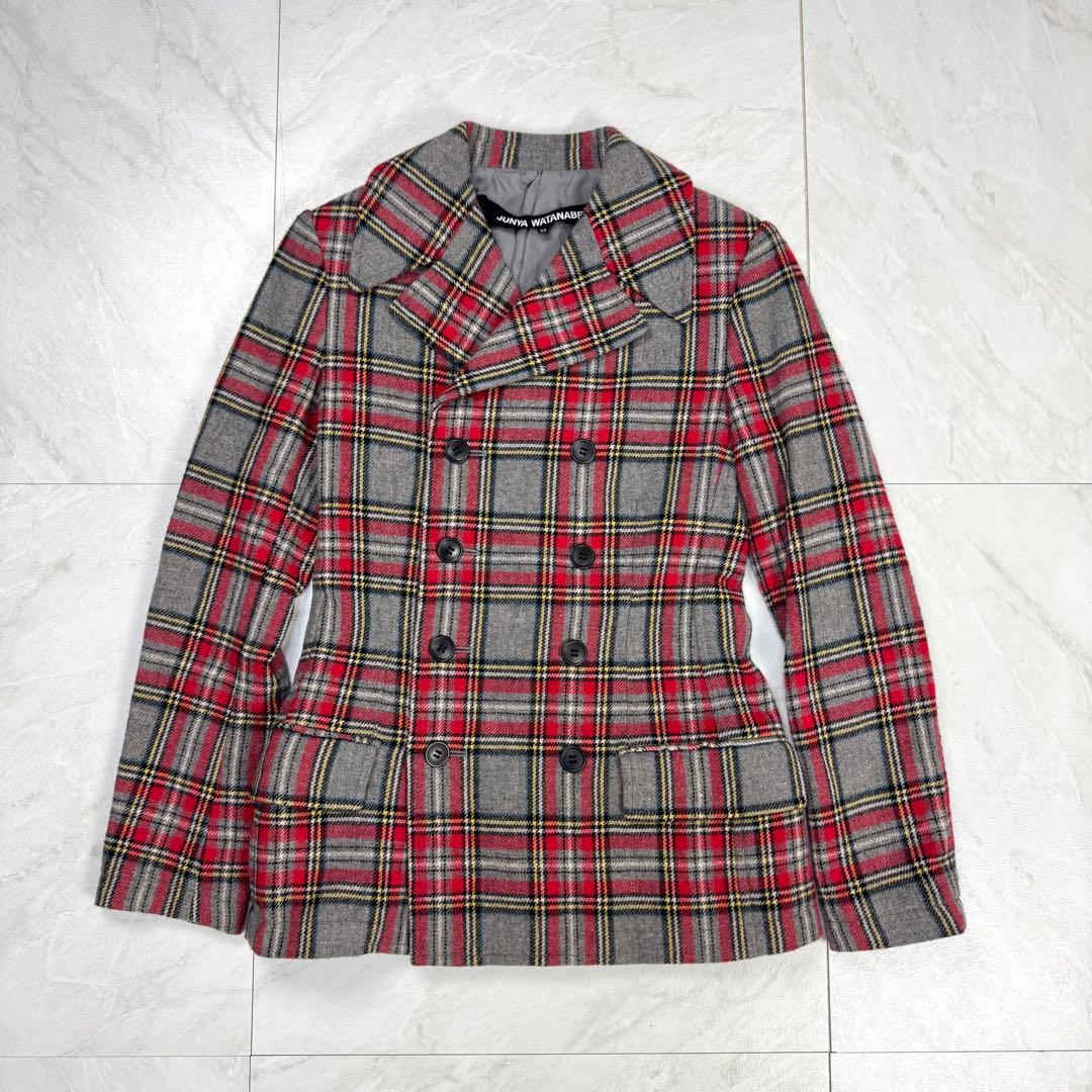 美品 ジュンヤワタナベ コムデギャルソン チェック ダブル ウール ジャケット