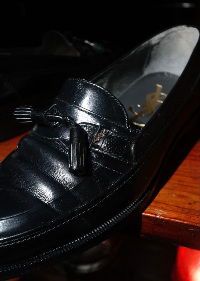 90's 【イヴ・サンローラン】　タッセルローファー 黒 #385 YSL