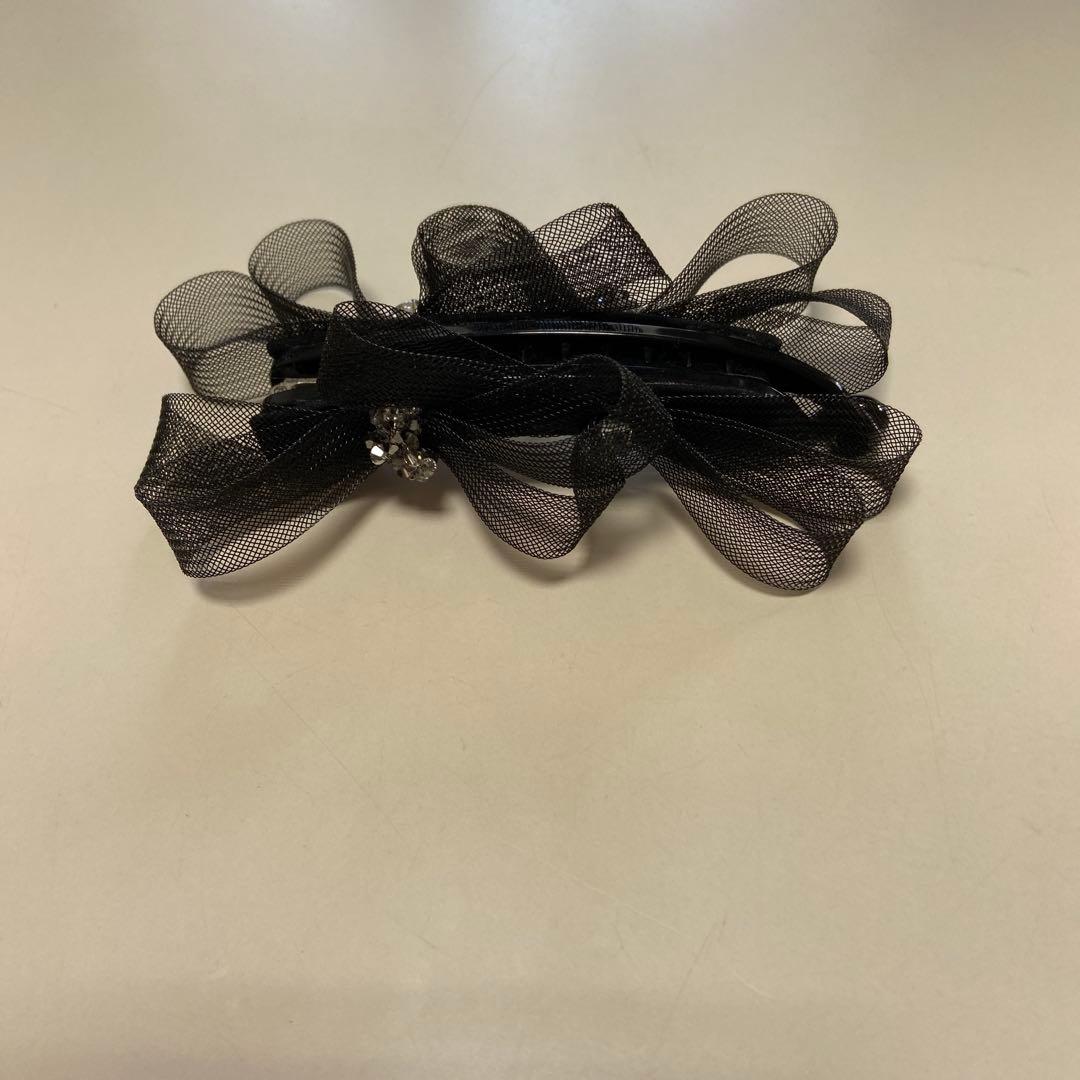 ブラックメッシュリボンヘアクリップ