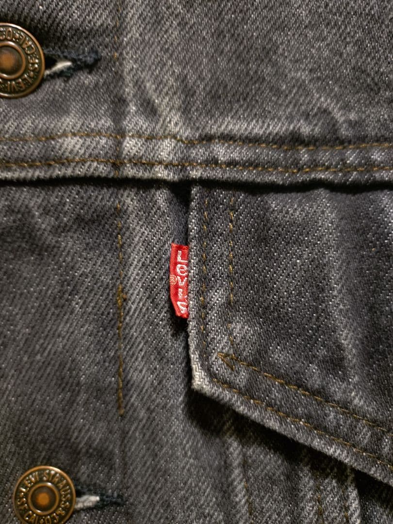 80s★USA製リーバイス★70506先染めブラックデニムジャケット黒42R極上