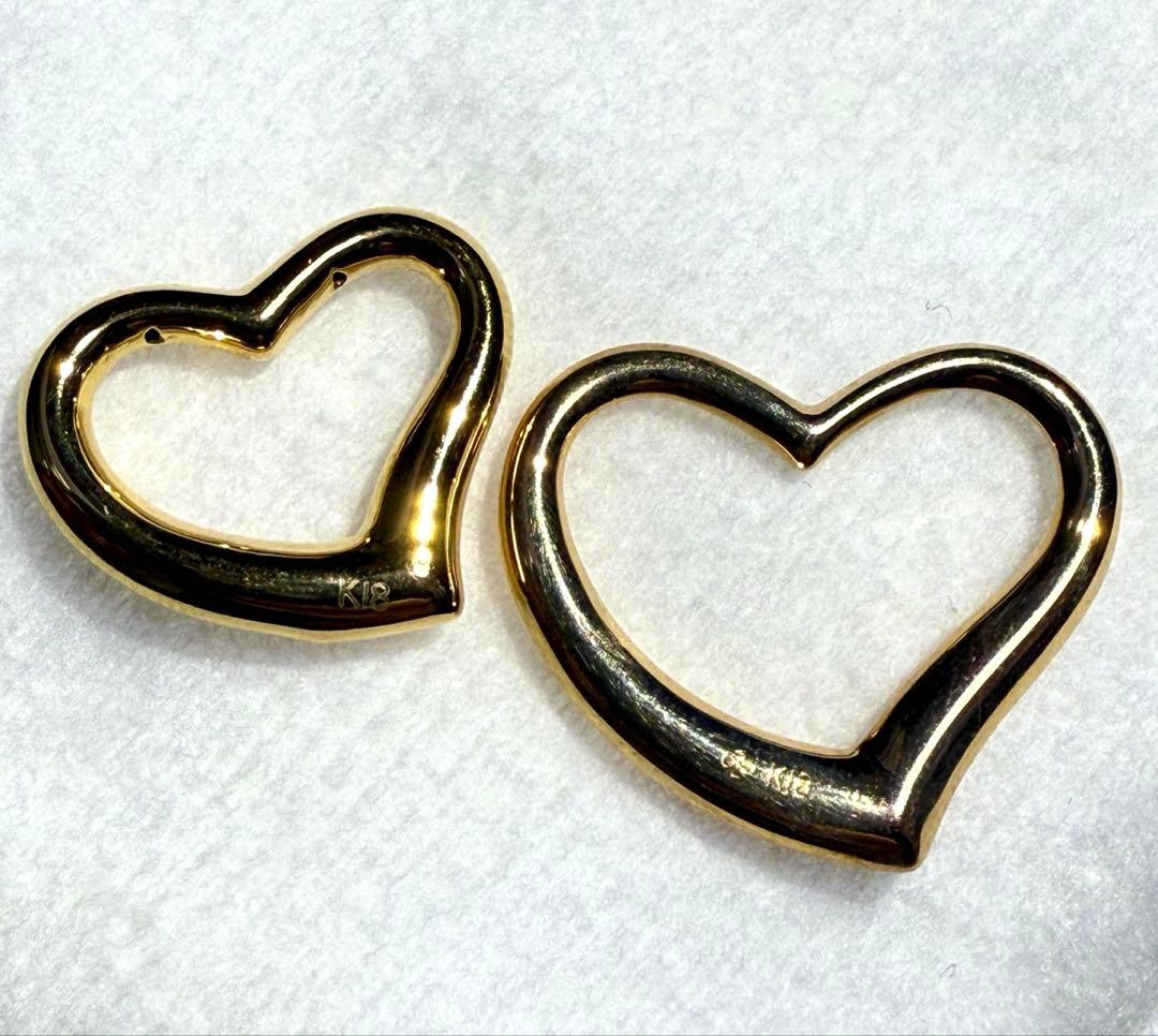 18金　k18 ネックレストップ　ハート　アンティーク2個セット