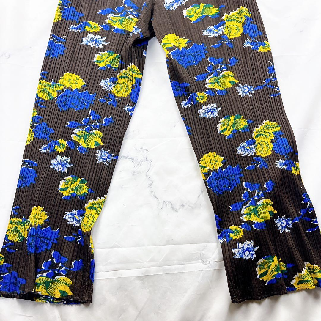 美品✨プリーツプリーズ 花柄 フラワー パンツ ズボン スラックス