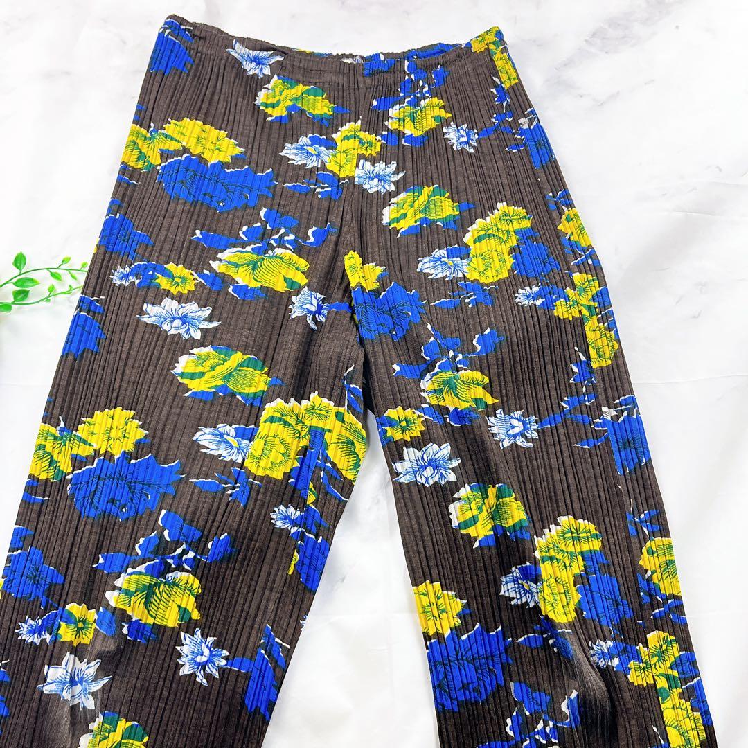 美品✨プリーツプリーズ 花柄 フラワー パンツ ズボン スラックス