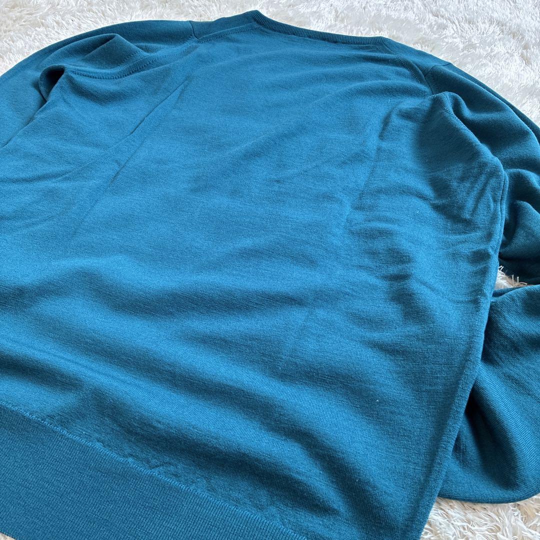 【美品】ジョンスメドレー　Vネックニット　メリノウール100％ S ターコイズ