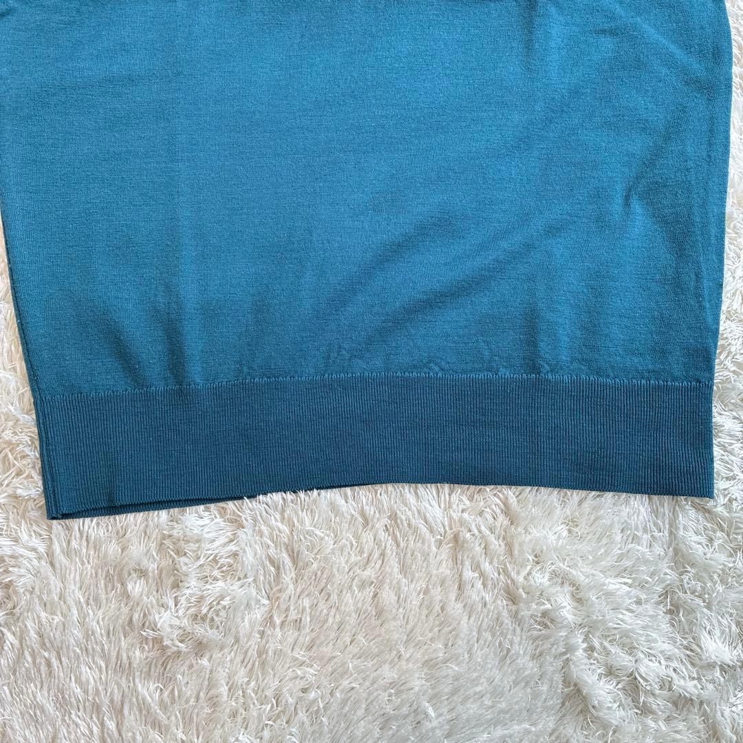 【美品】ジョンスメドレー　Vネックニット　メリノウール100％ S ターコイズ