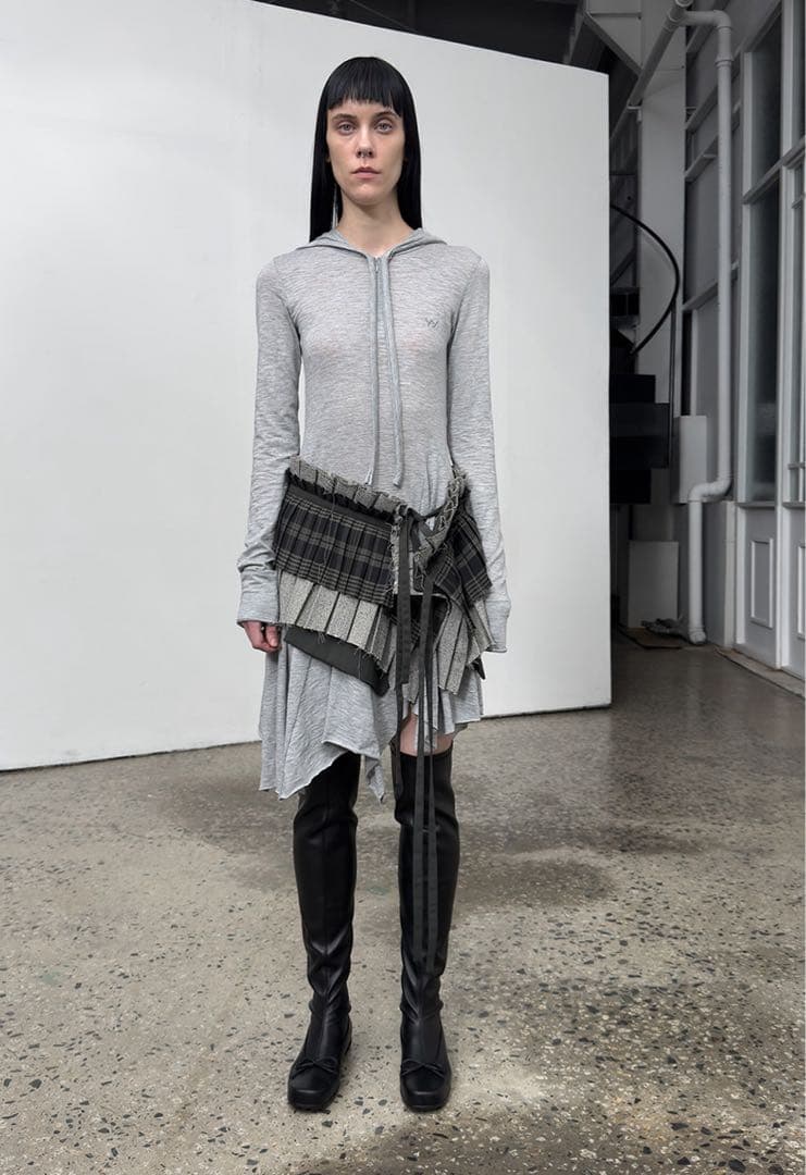 スカート OPENYY PLEATS LAYERED POCKET BELT, KHAKI