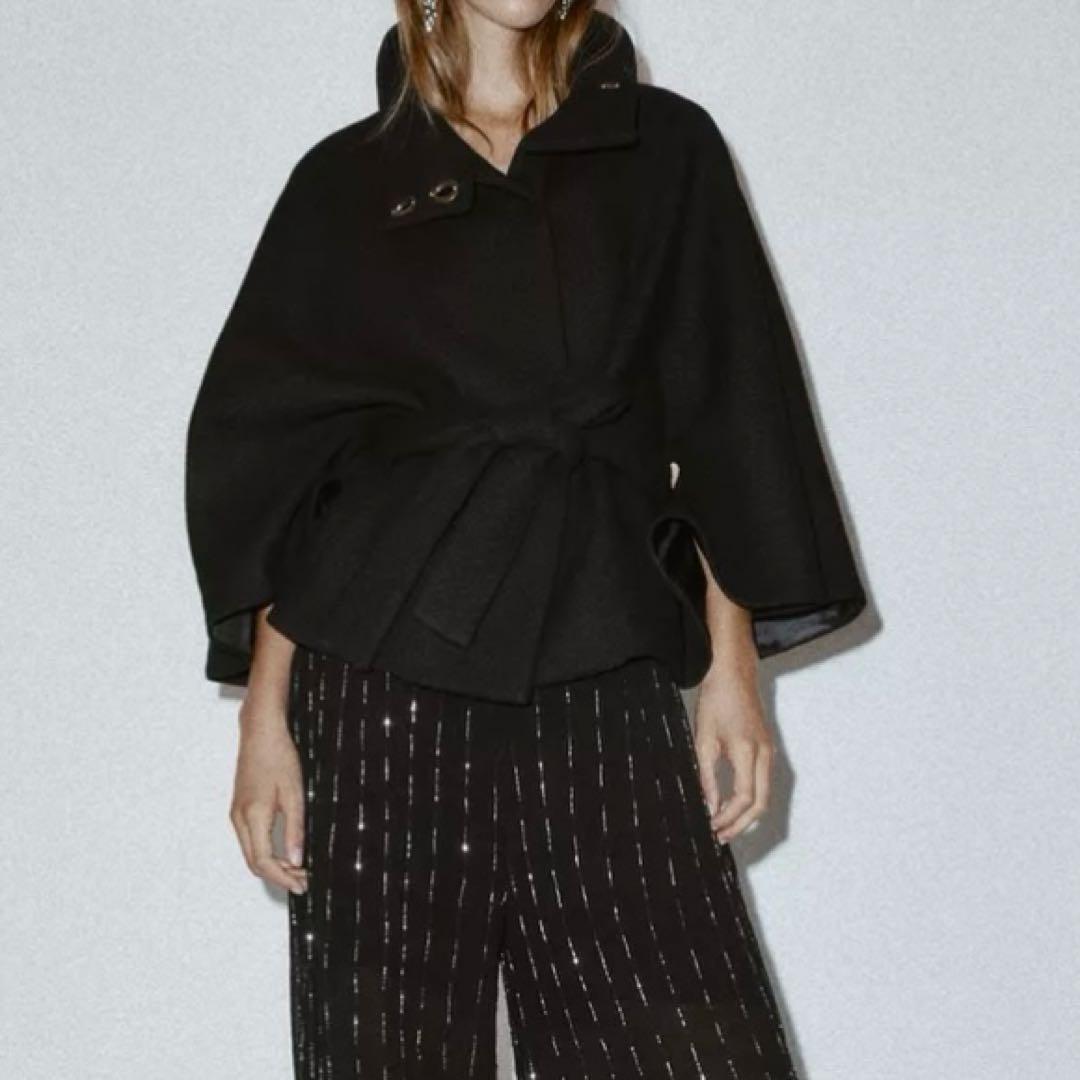 ZARAウール製 ケープスリーブ ショートコート