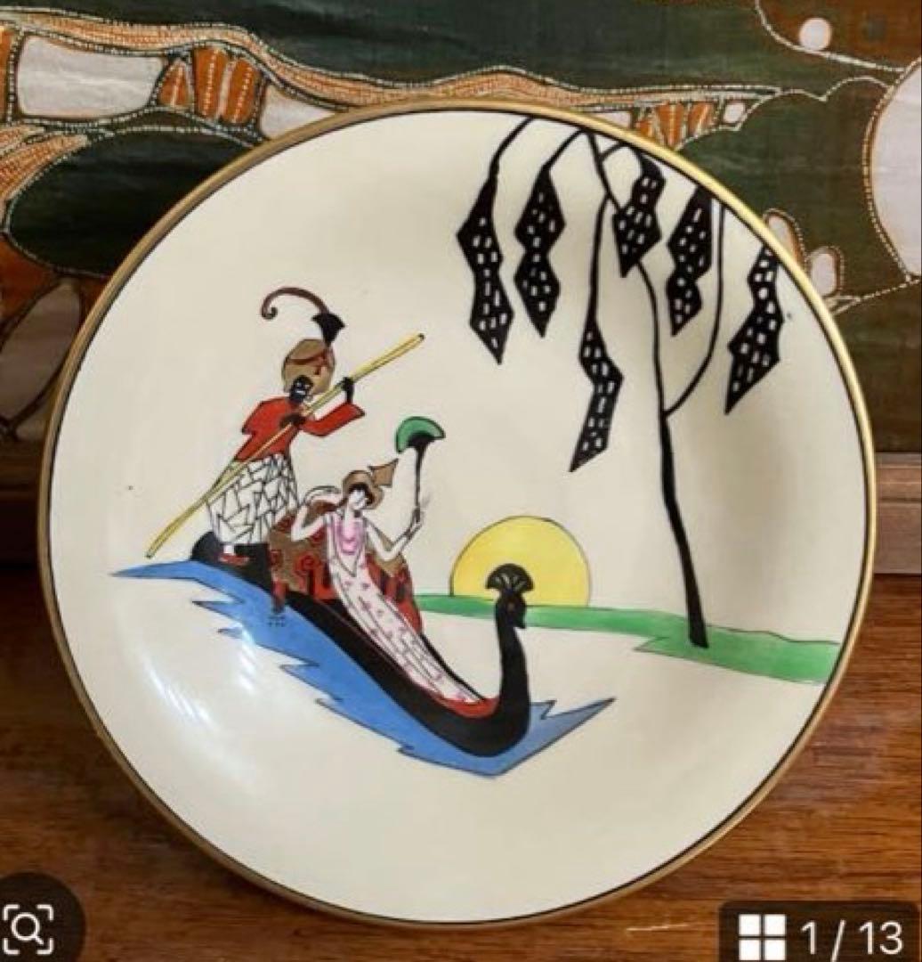 【希少】オールドノリタケ　ハンドペイント　シルエットレディコンポート