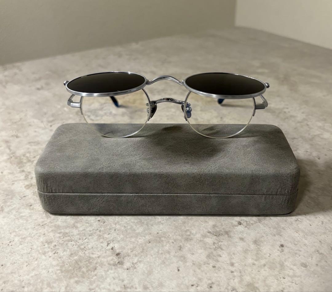 跳ね上げ式眼鏡　サングラス　チタンシルバーフリップアップ　男女兼用伊達メガネ