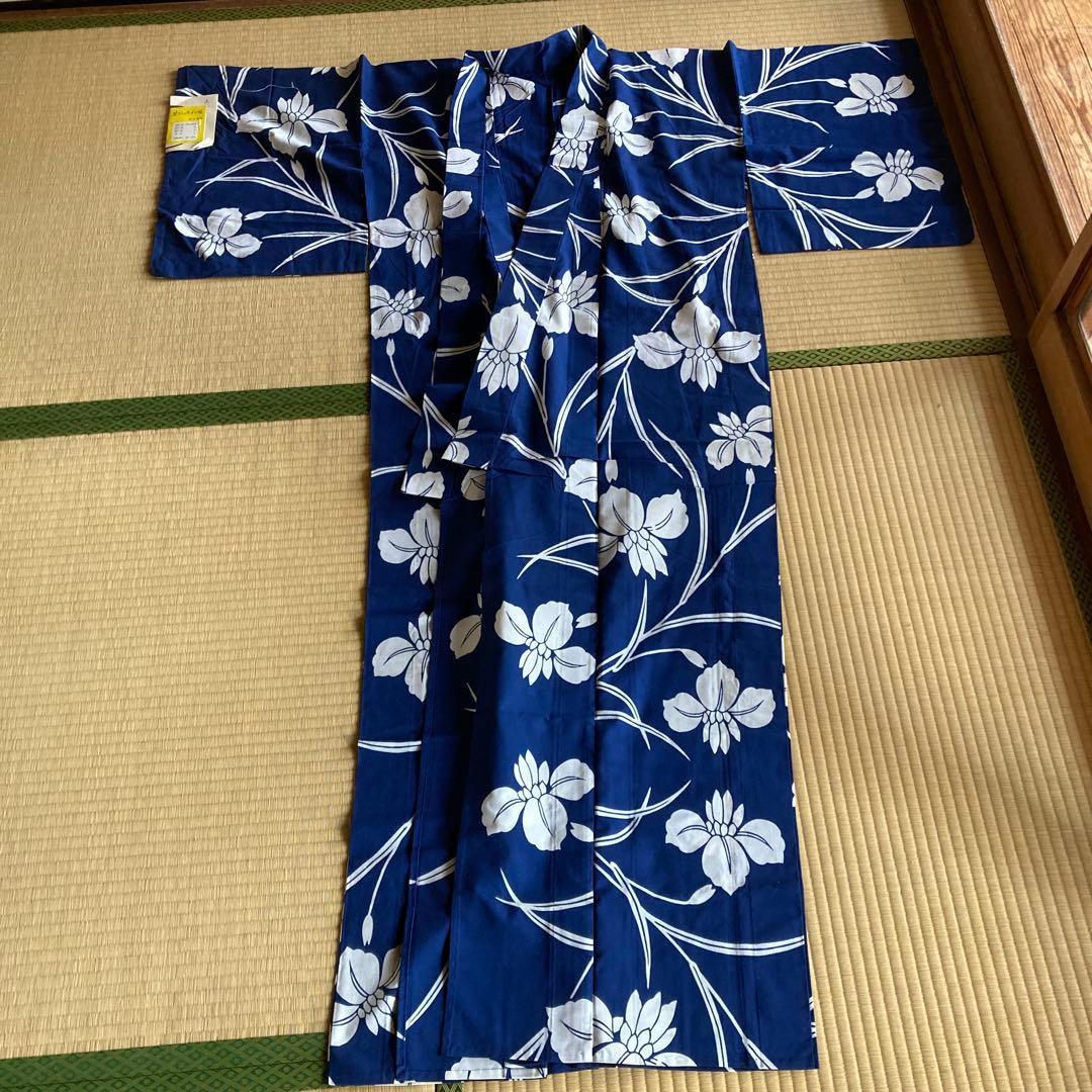 し*え様 未使用 笠仙 竺仙 浴衣 藍染 身丈163cm 綿100%