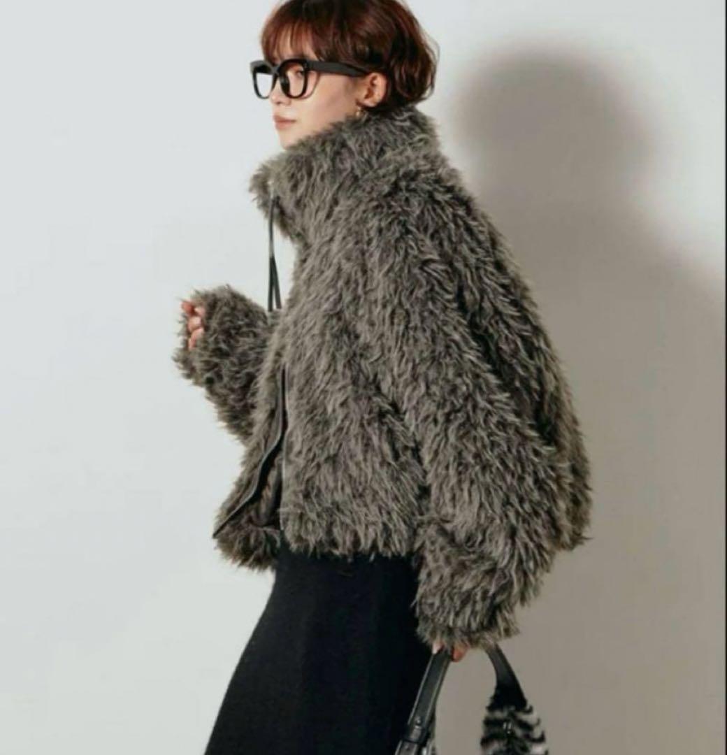 美品‼️ESICA 同型　ミックスシープファースタンドブルゾン　チャコール