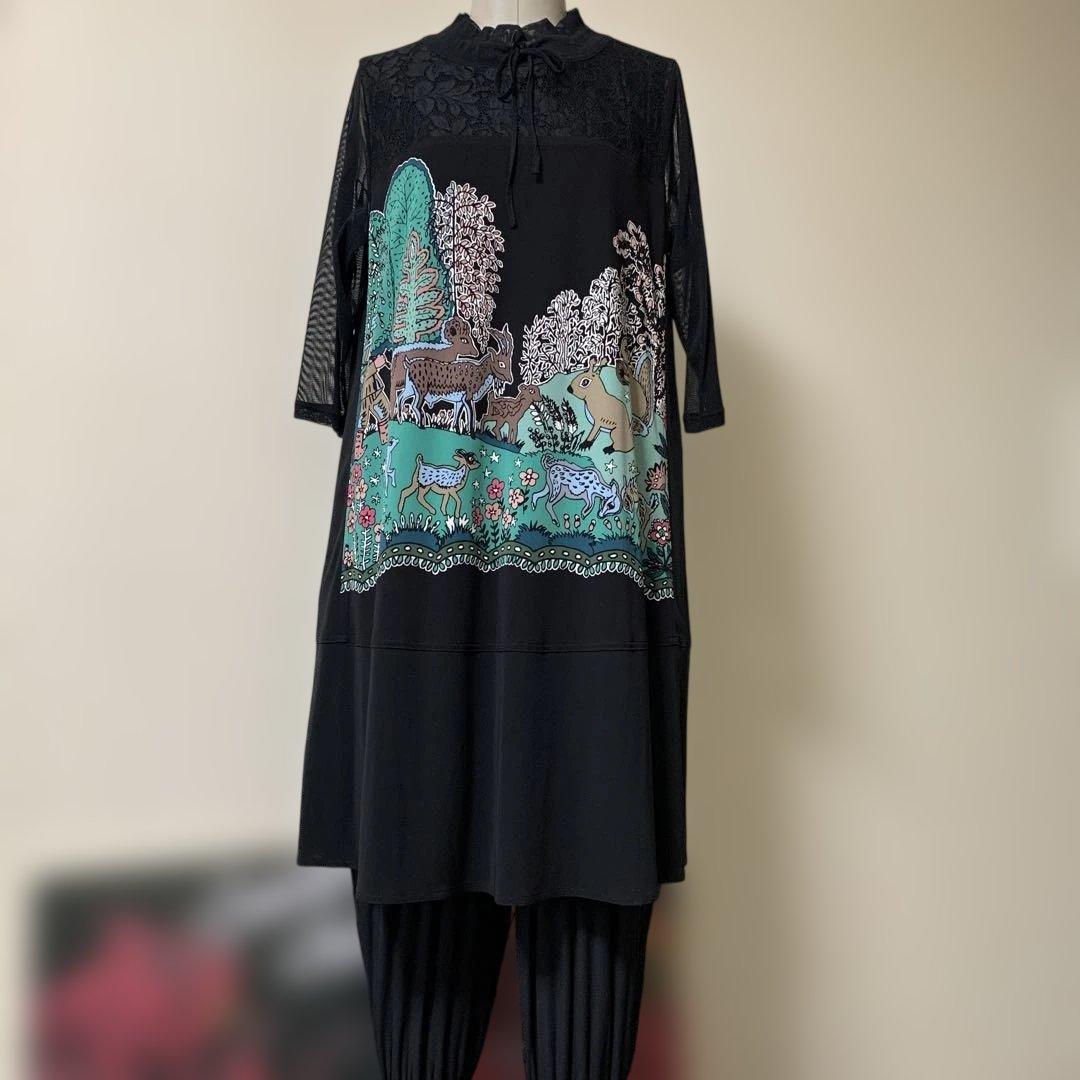 TOKUKO1erVOLメルヘンアニマルプリントワンピースチュニック