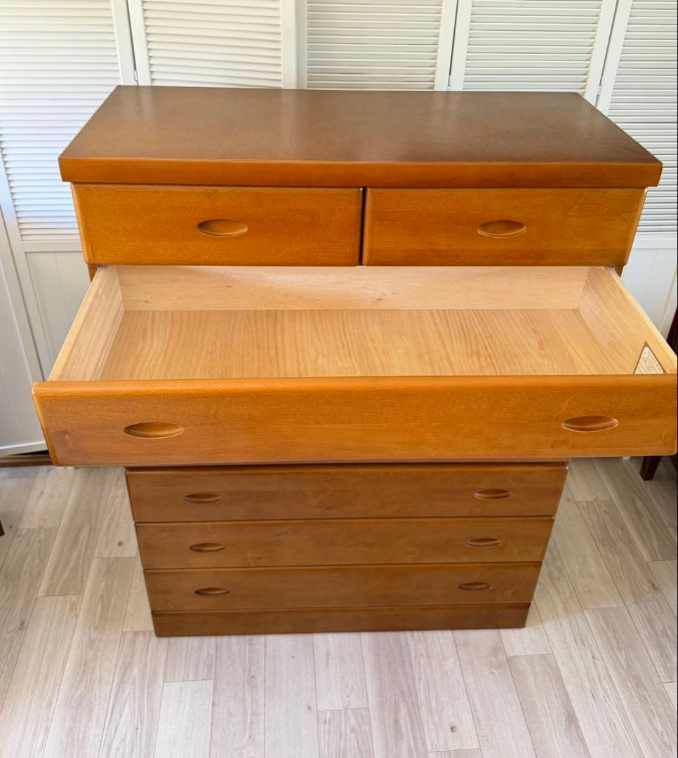 木製ハイチェスト 木目調 7段 引き出し ブラウン