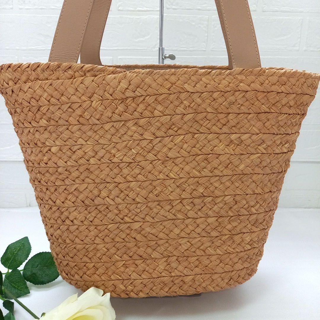 HELEN KAMINSKI ラフィア レザー トートバッグ 肩掛け カゴバッグ