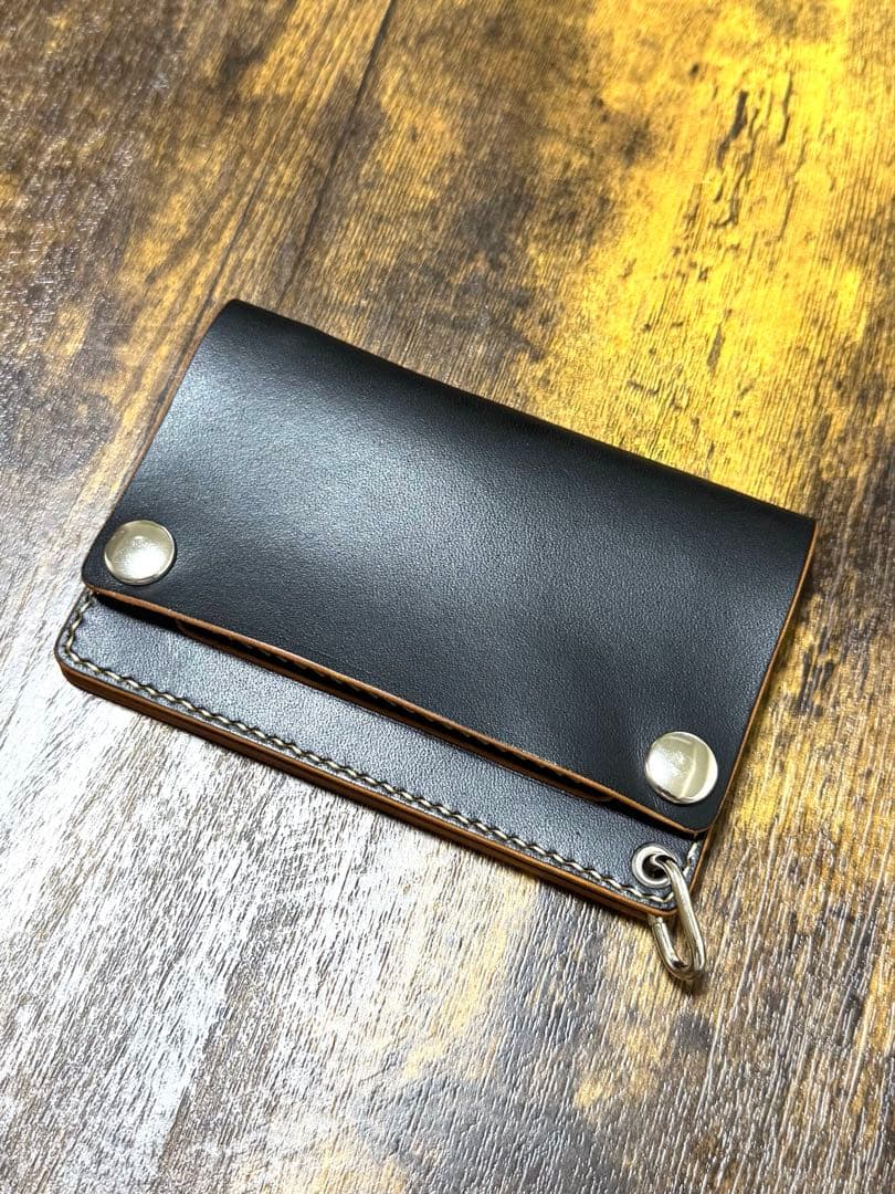 トラッカーウォレット　財布　栃木レザー　3層　茶芯　ミドルタイプ