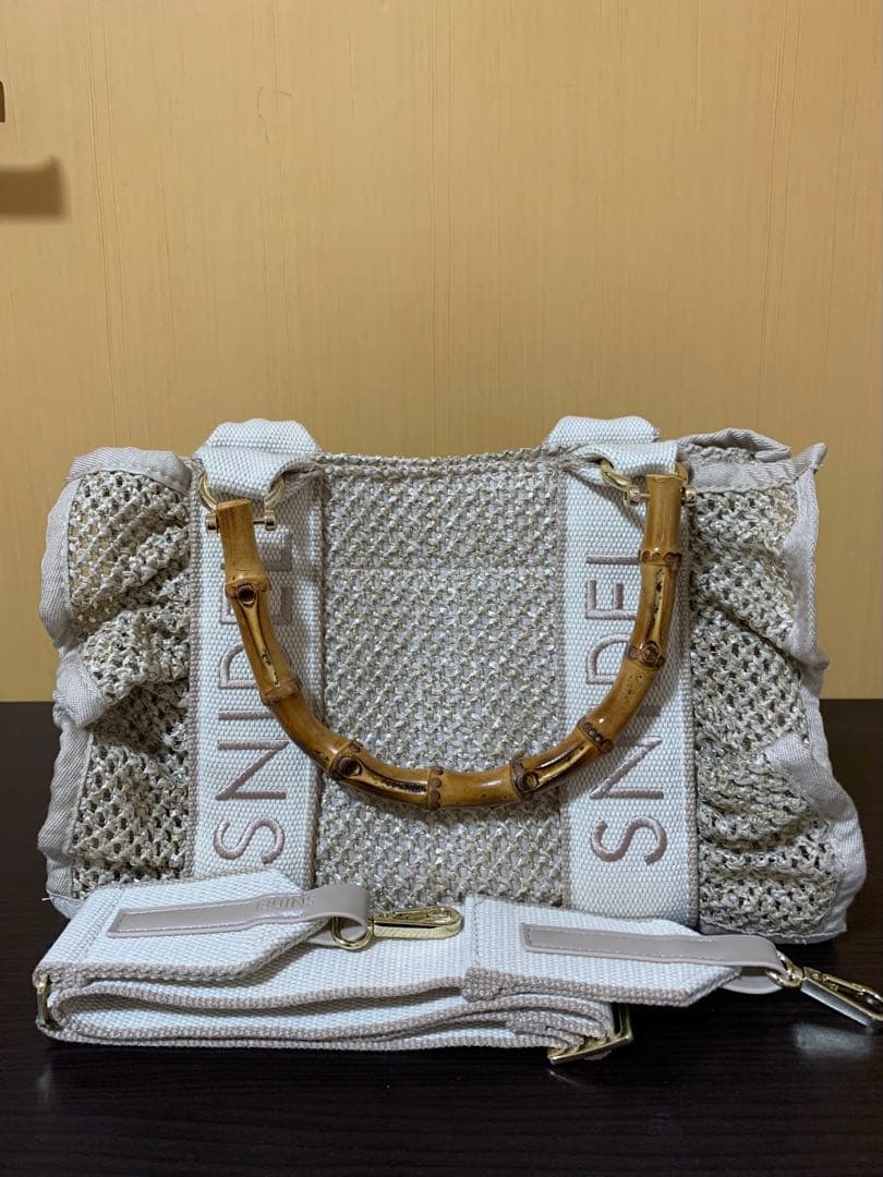 SNIDEL フリルナチュラルロゴバンブーバッグ