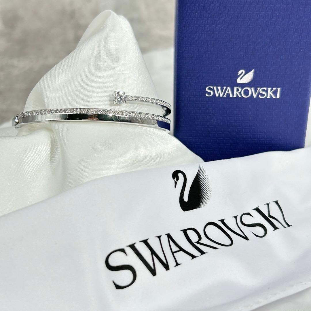 【箱・カード付】 スワロフスキー バングル ブレスレット クリスタル フレッシュ