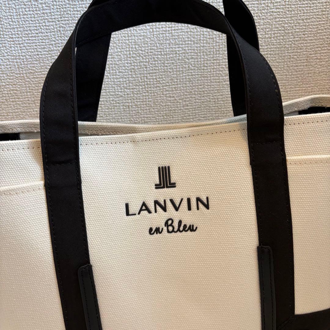 c*e様 【美品】LANVIN en Bleu ハンドバッホワイト/ブラック