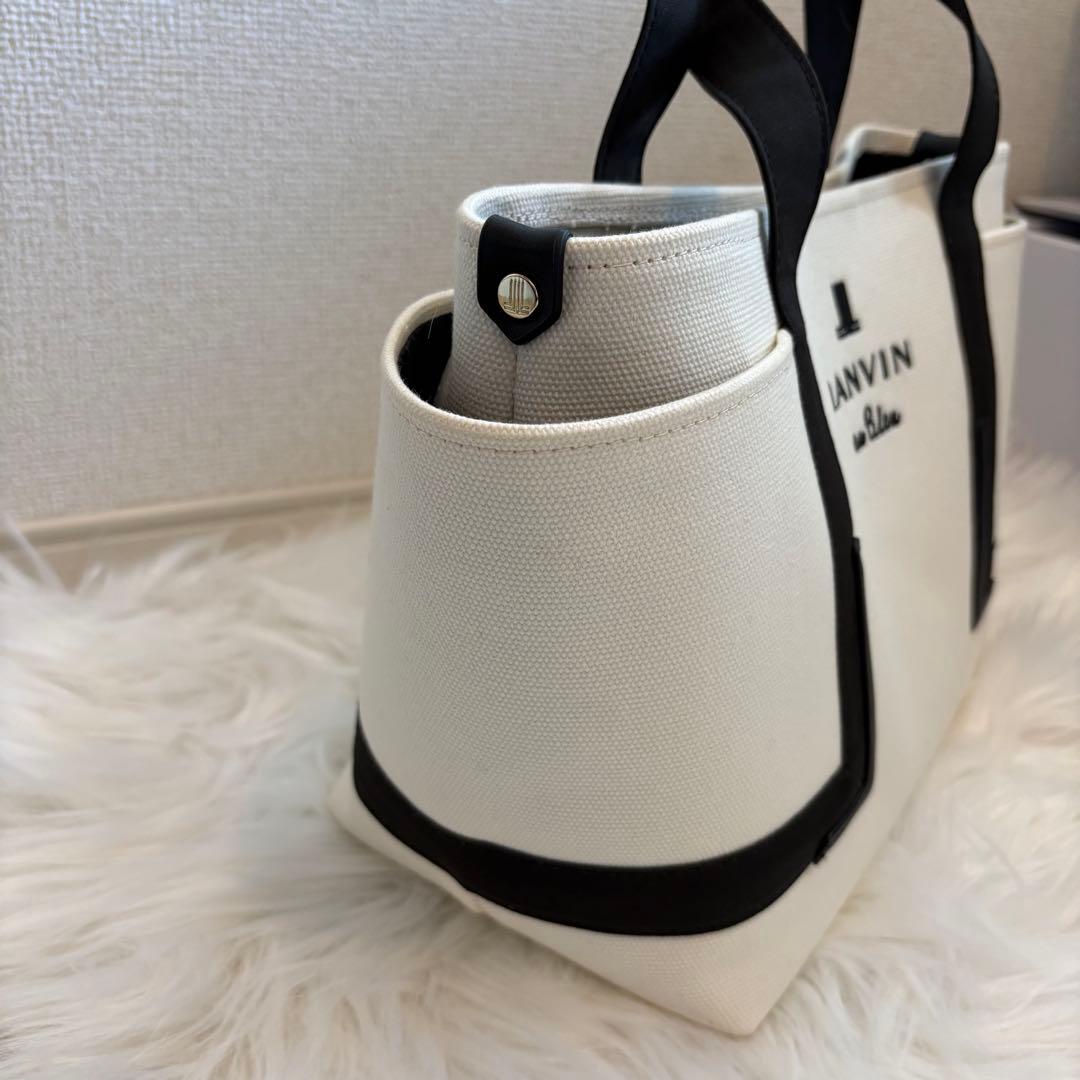 c*e様 【美品】LANVIN en Bleu ハンドバッホワイト/ブラック