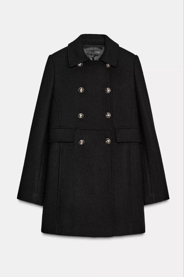 ウール混紡ショート丈ダブルブレストコート