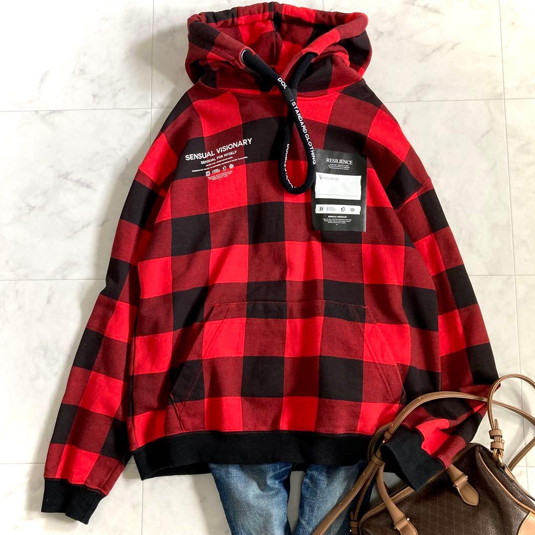 ダブルスタンダードクロージング オリジナルバッファローチェックプリントフーディー