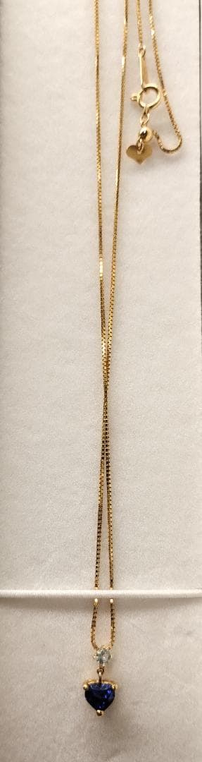 【一点物】K18 ハートのブルーサファイア×アクアマリン 特注ネックレス