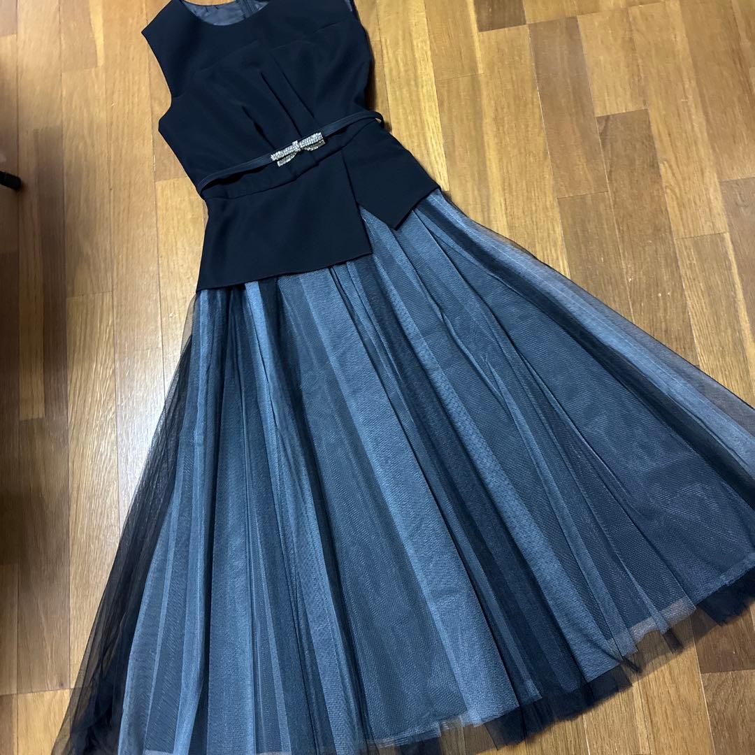 rirefete ワンピース　袖なし　チュールレース　レイヤード　黒　9号 新品