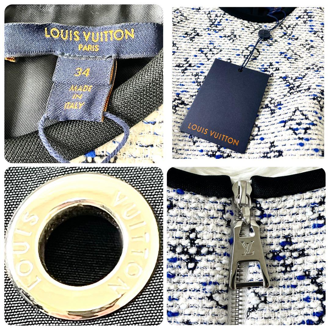 タグ付き　ルイヴィトン　ツイード　ワンピース　ノースリーブ　ウエストベルト