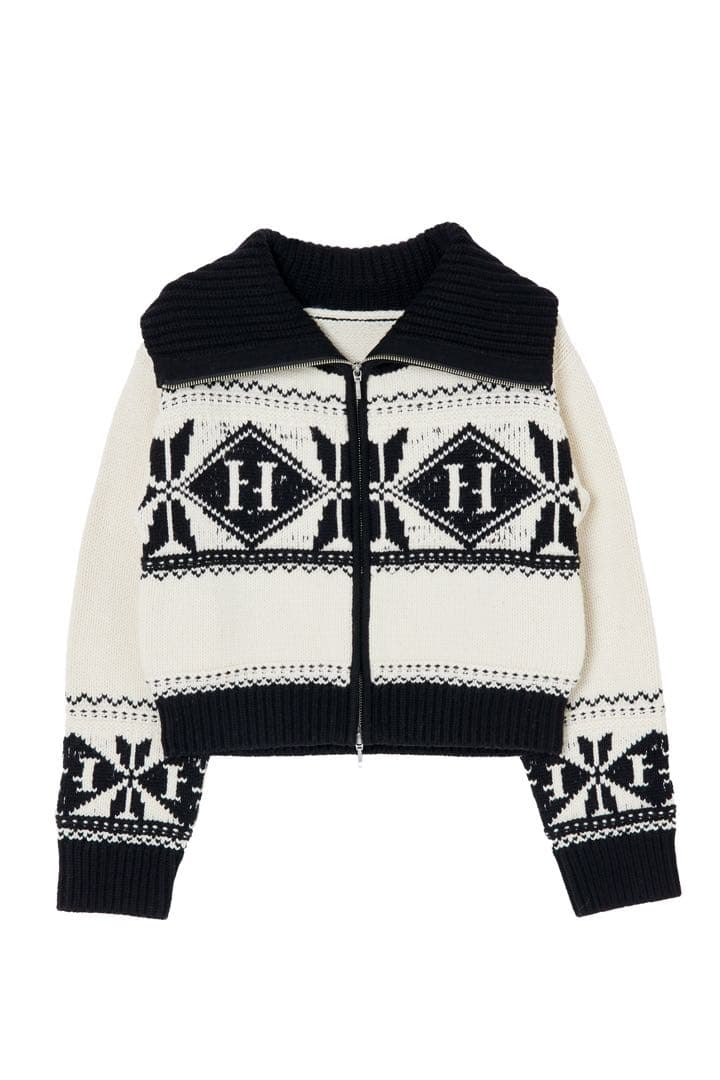 トップス herlipto H Nordic Knit Zip Jacket