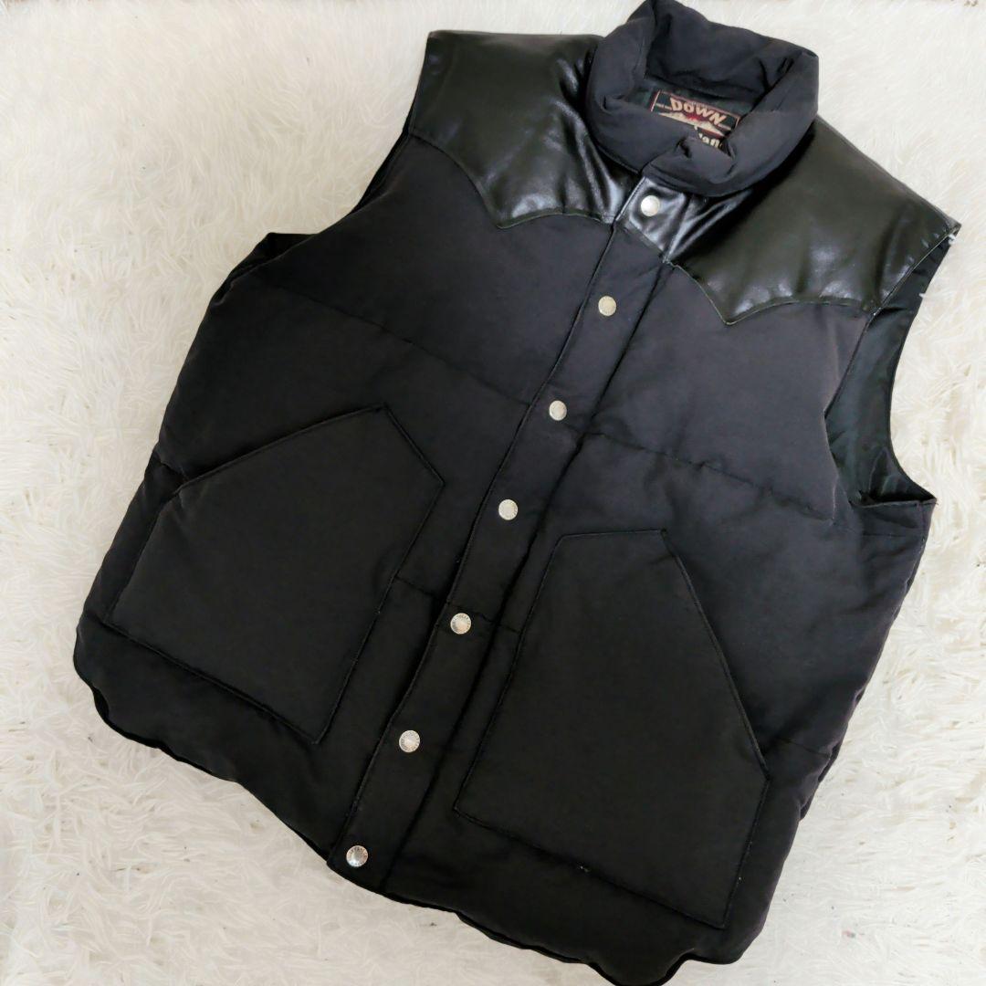 【美品】SUGAR CANE レザーヨークダウンべスト アメカジ　バイカー 東洋