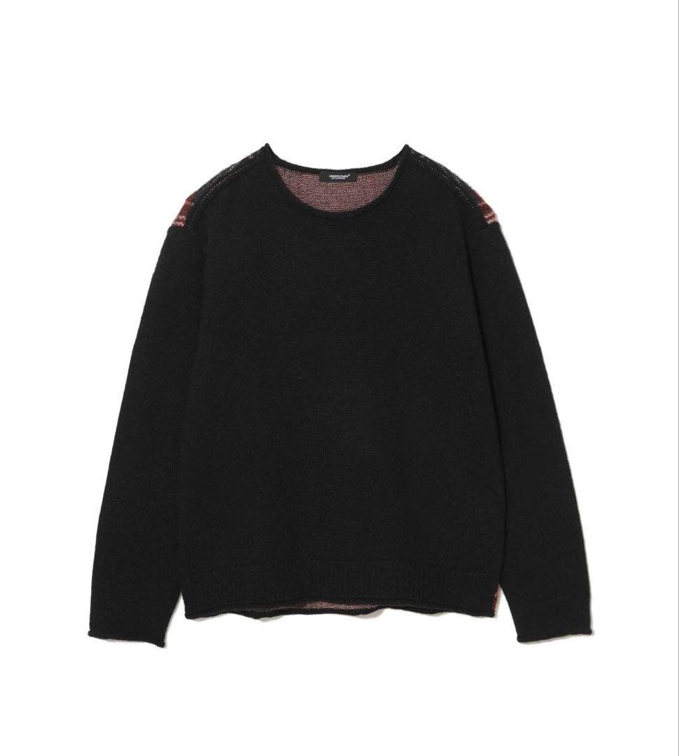 し*き様 アンダーカバー25AW チェック切り替えニット　ブラック　サイズ2 新