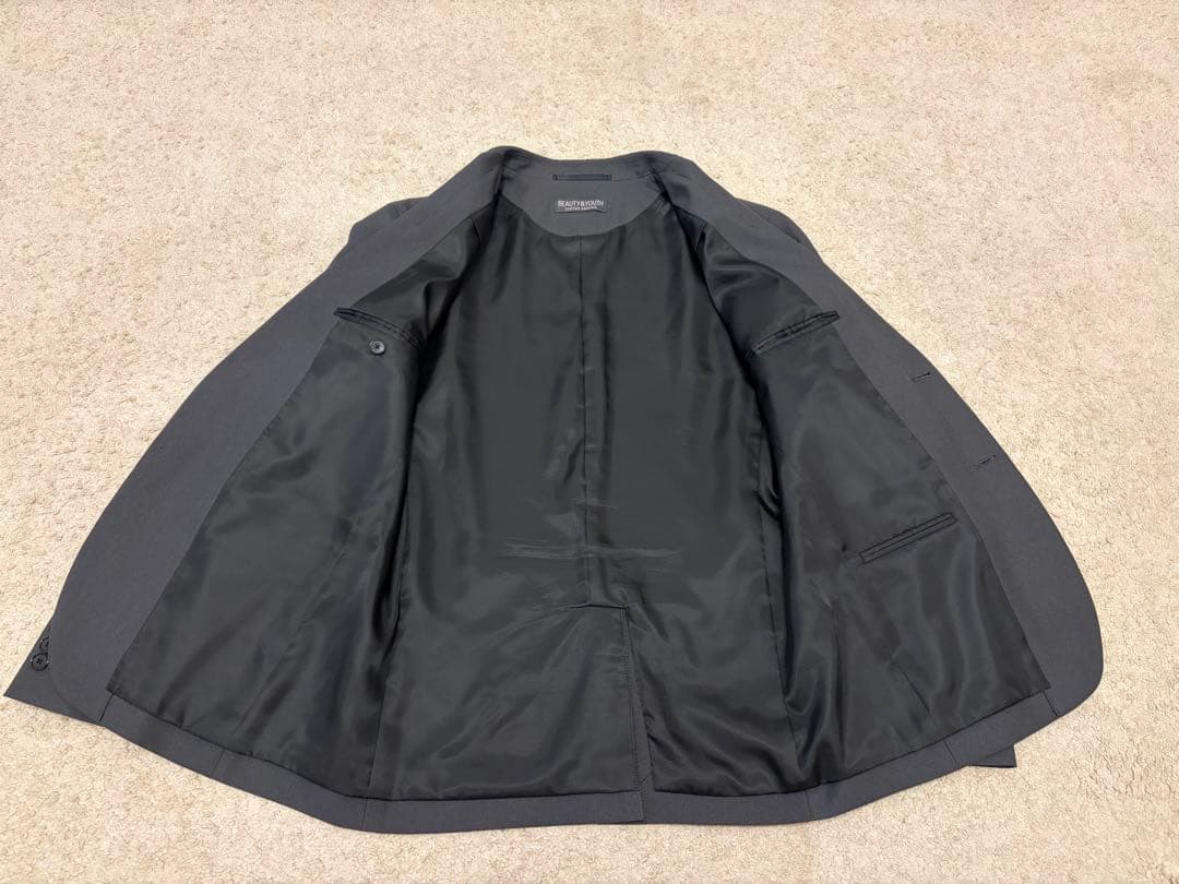 マイクロ ピンヘッド 2ボタン ジャケット　パンツ 【セットアップ】グレー　M