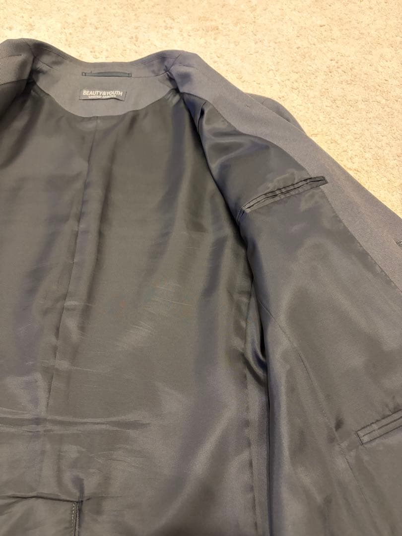 マイクロ ピンヘッド 2ボタン ジャケット　パンツ 【セットアップ】グレー　M