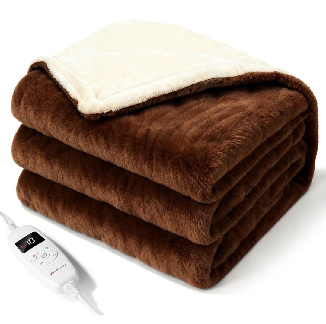 2枚セット⭐️電気毛布 タイマー付 ダニ退治 洗濯可 188×130 ブラウン