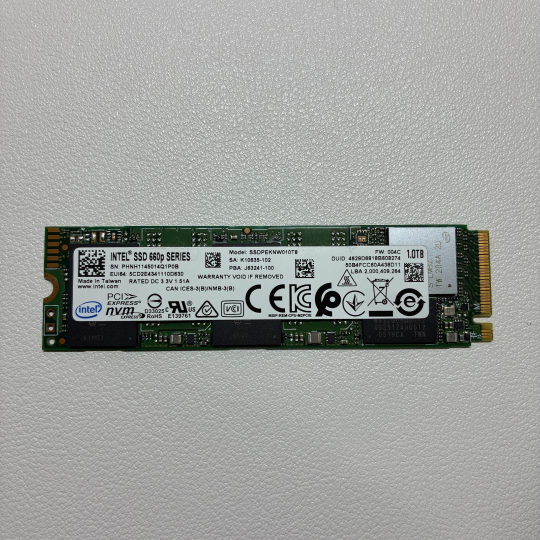 内蔵型SSD Intel SSD 660p 1TB M.2 SSDPEKNW010TB