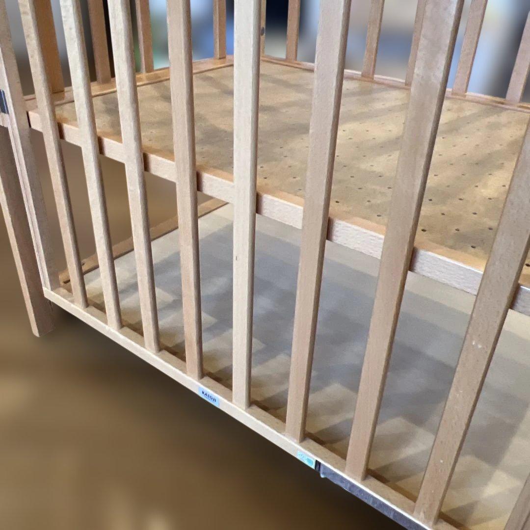 【国産】 カトージ ミニベビーベッド ツーオープン70cmハイポジション