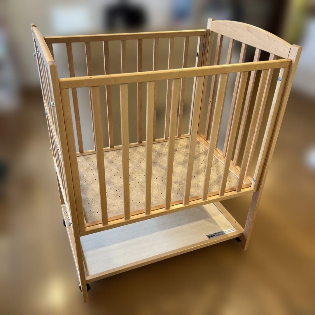 【国産】 カトージ ミニベビーベッド ツーオープン70cmハイポジション