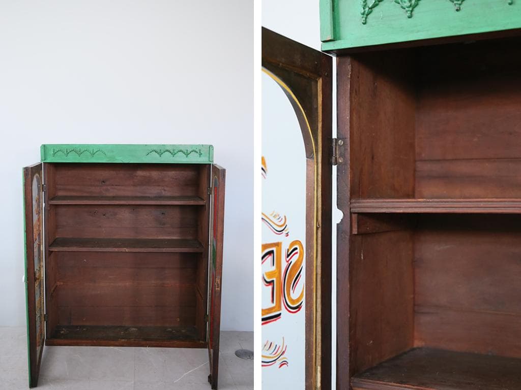 英国アンティーク英字入りディスプレイキャビネット/木製食器棚/本棚(88-148