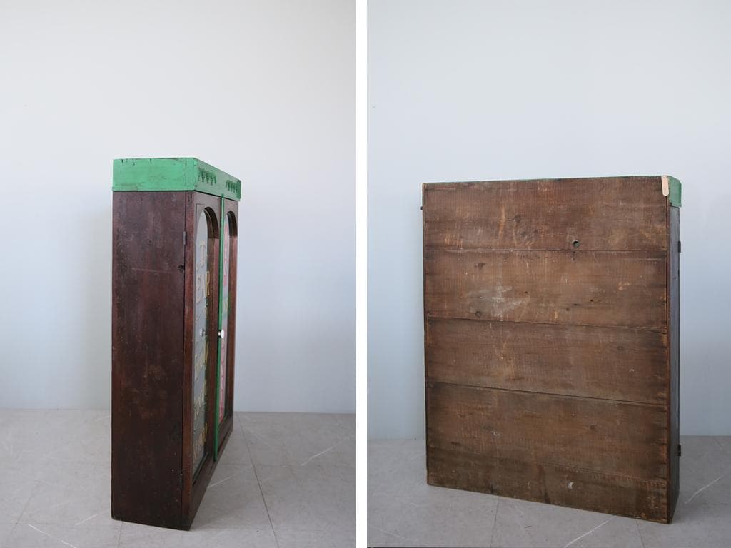 英国アンティーク英字入りディスプレイキャビネット/木製食器棚/本棚(88-148