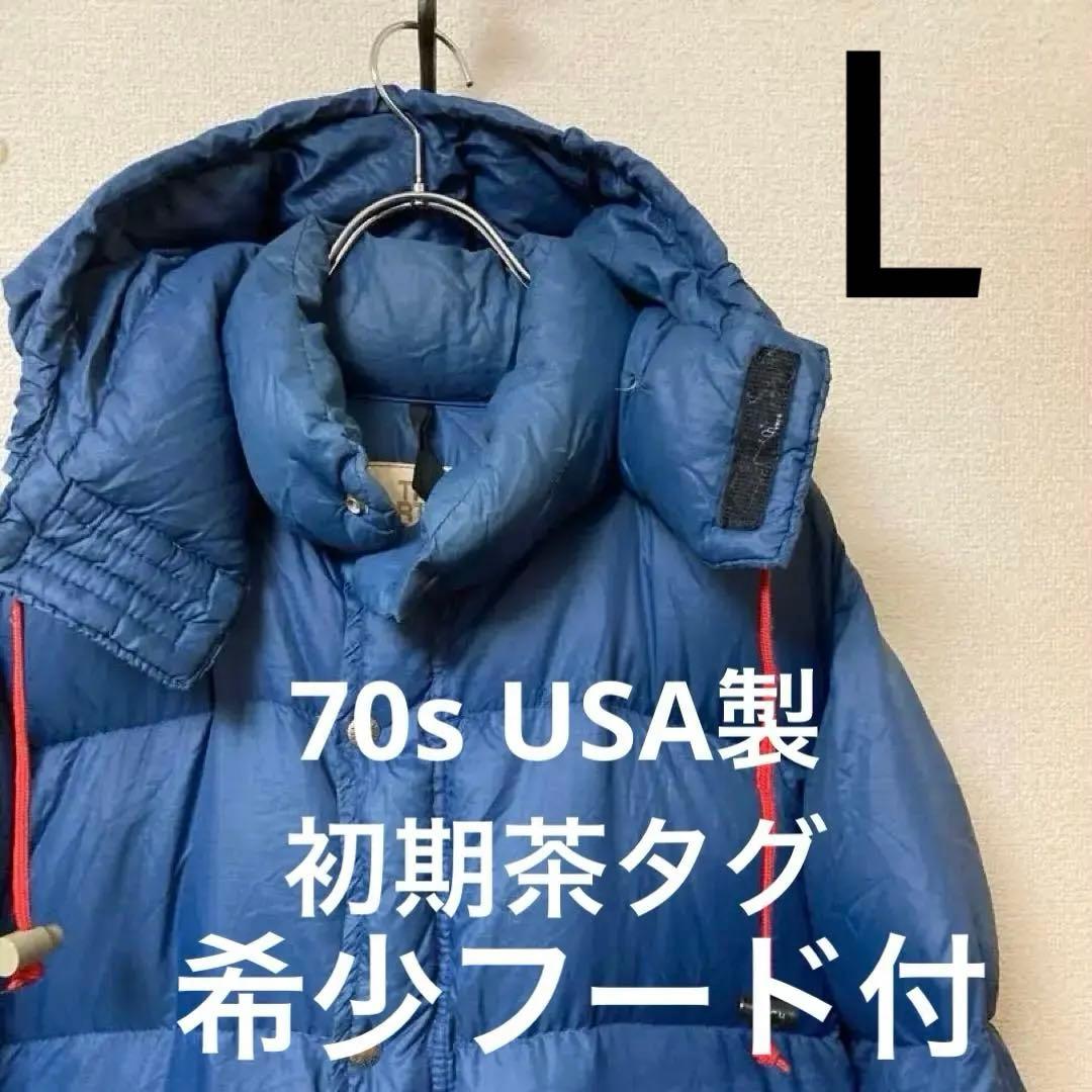 フード付 70sノースフェイス茶タグシェラパーカー ダウンジャケットUSA製