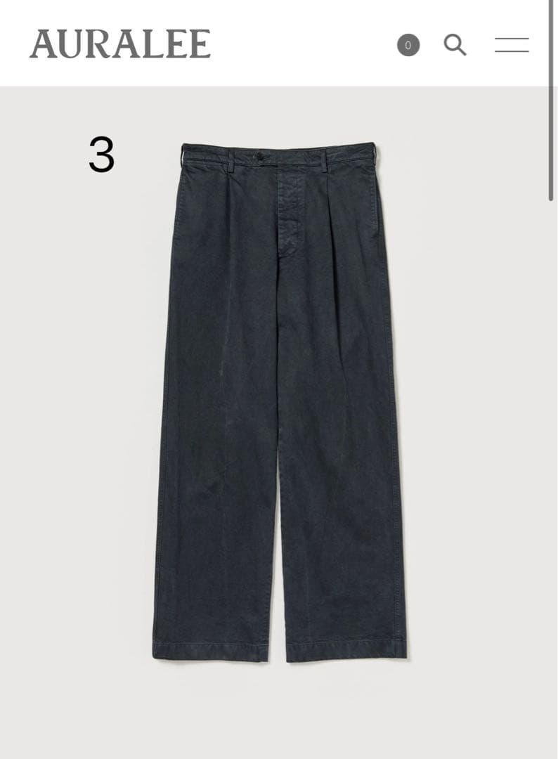 パンツ AURALEE PRODUCT DYED FINX CHINO ONE-TUCK